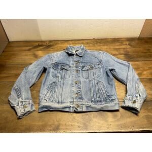 Vintage Lee Jacket Thrashed Trucker Denim 153438 Size 40 Grunge